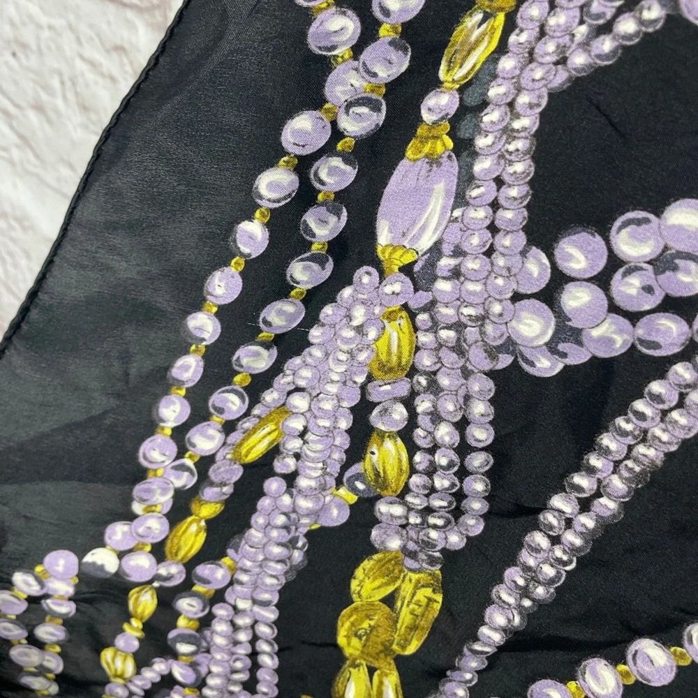 Oscar De La Renta Silk Pearl Jewels Scarf